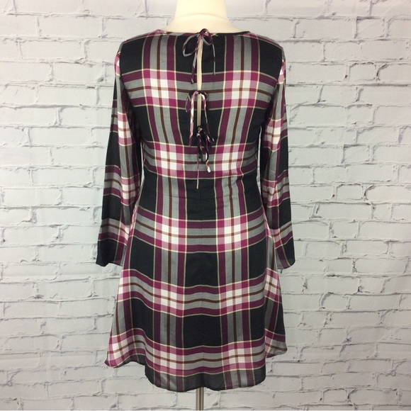 Loft Plaid Tie Back Dress, Size 12 - Picture 10 of 14